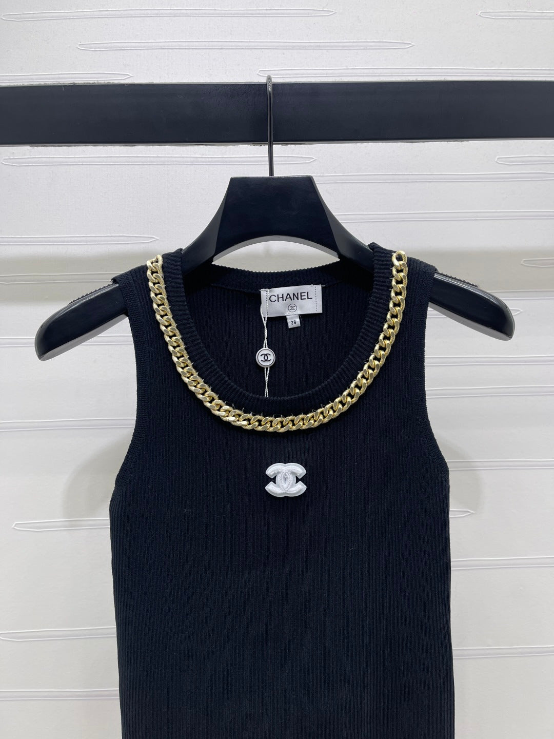 CHANEL 26 CHAIN KNIT VEST WHITE WOOL 335390