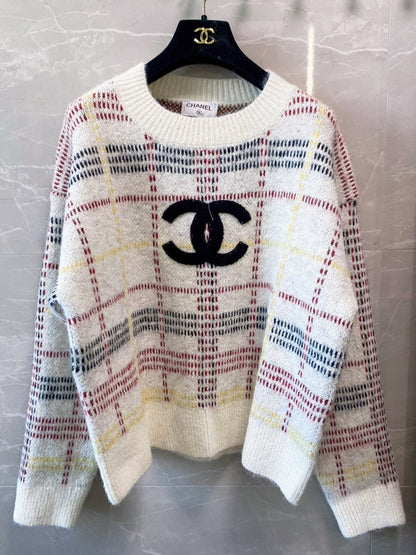 Chanel Beijing 25 Two-Tone Long-Sleeve Shirt White Colorful in Wool 99240
