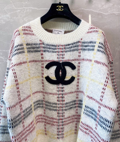 Chanel Beijing 25 Two-Tone Long-Sleeve Shirt White Colorful in Wool 99240