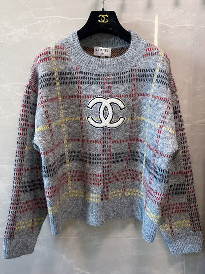 Chanel Beijing 25 Two-Tone Long-Sleeve Shirt Gray Colorful in Wool 00240