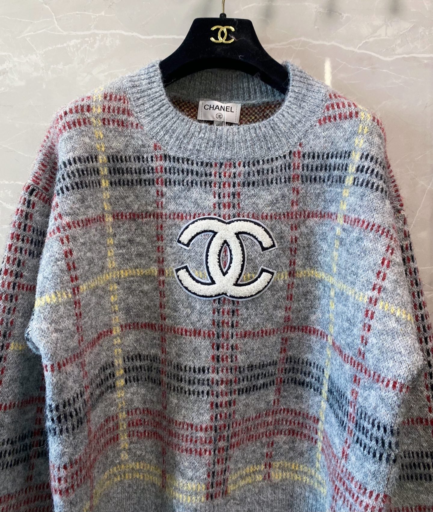 Chanel Beijing 25 Two-Tone Long-Sleeve Shirt Gray Colorful in Wool 00240