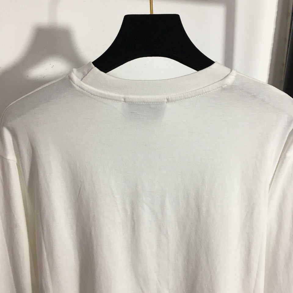 Chanel  Striped Color Block Pocket Crew Neck Long Sleeve T-Shirt