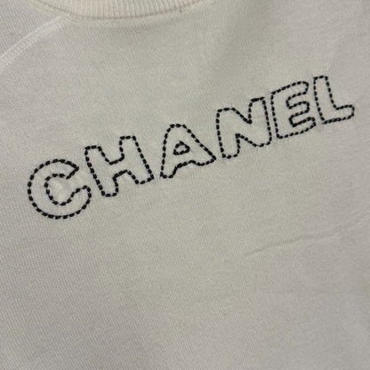 Chanel Long-Sleeved Knit T-Shirt with Embroidered Chanel Logo