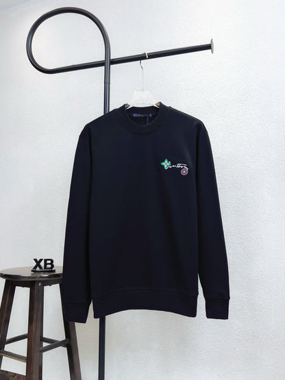 LV Crew Neck Sweatshirt with Signature Floral Embroidery 493381