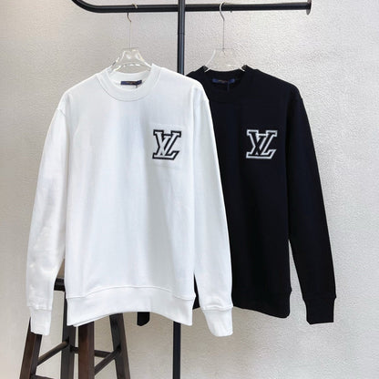 LV Crew Neck Sweatshirt with Embroidered Logo Lettering 493380