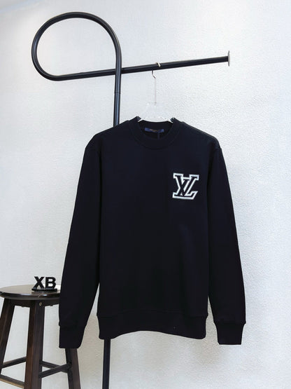 LV Crew Neck Sweatshirt with Embroidered Logo Lettering 493380