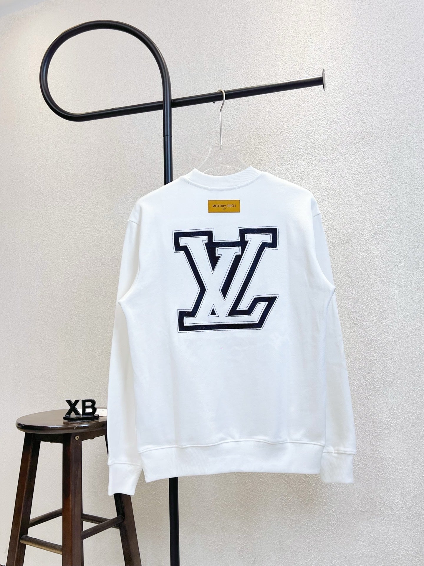 LV Crew Neck Sweatshirt with Embroidered Logo Lettering 493380