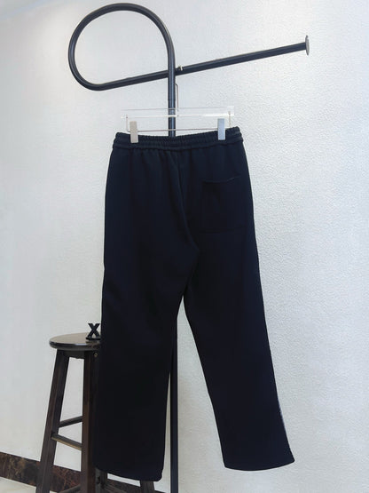 LV Straight Leg Pants with Small Logo Embroidery and Side Webbing 493365