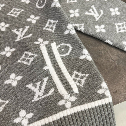 LV All-over Monogram Stand Collar Wool Knit Sweater 493348