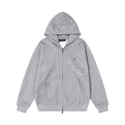 LV Alloy Logo Hooded Zip-Up Jacket 493325