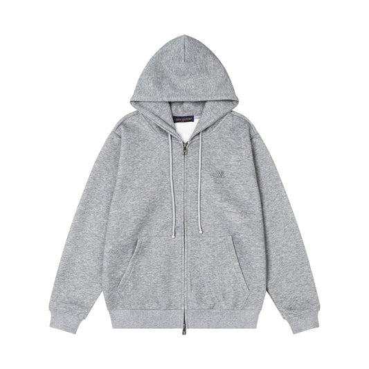 LV Alloy Logo Hooded Zip-Up Jacket 493325
