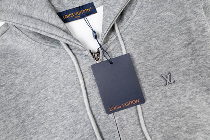 LV Alloy Logo Hooded Zip-Up Jacket 493325
