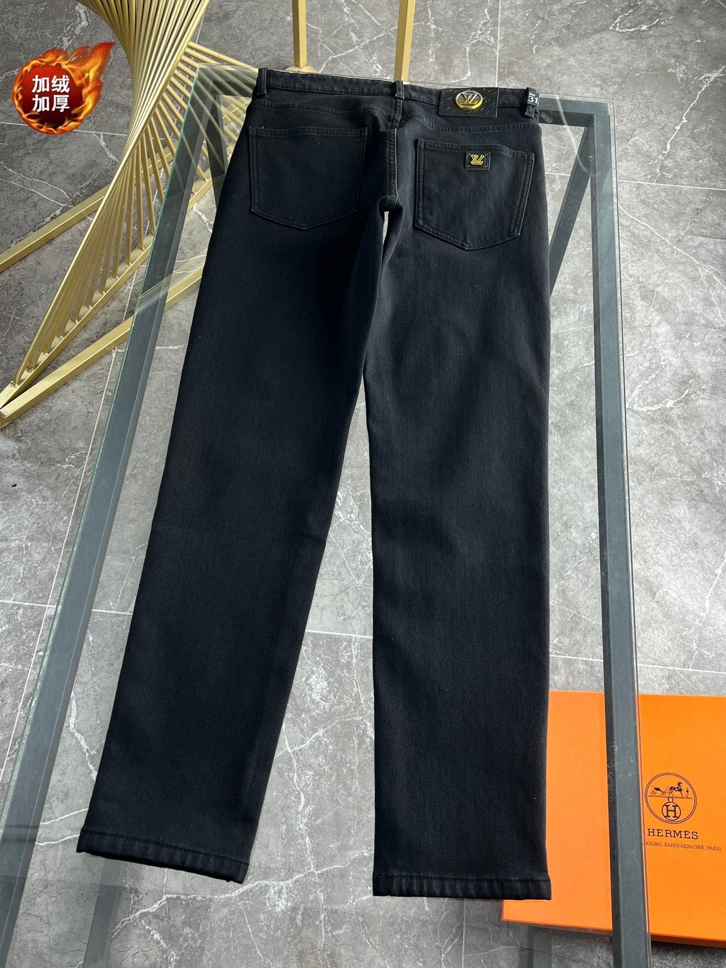 LV Fleece-lined and Thickened Jeans 492700