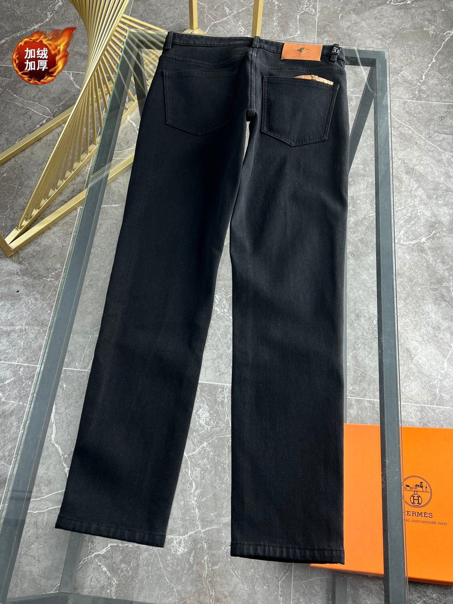LV Fleece-lined and Thickened Jeans 492691