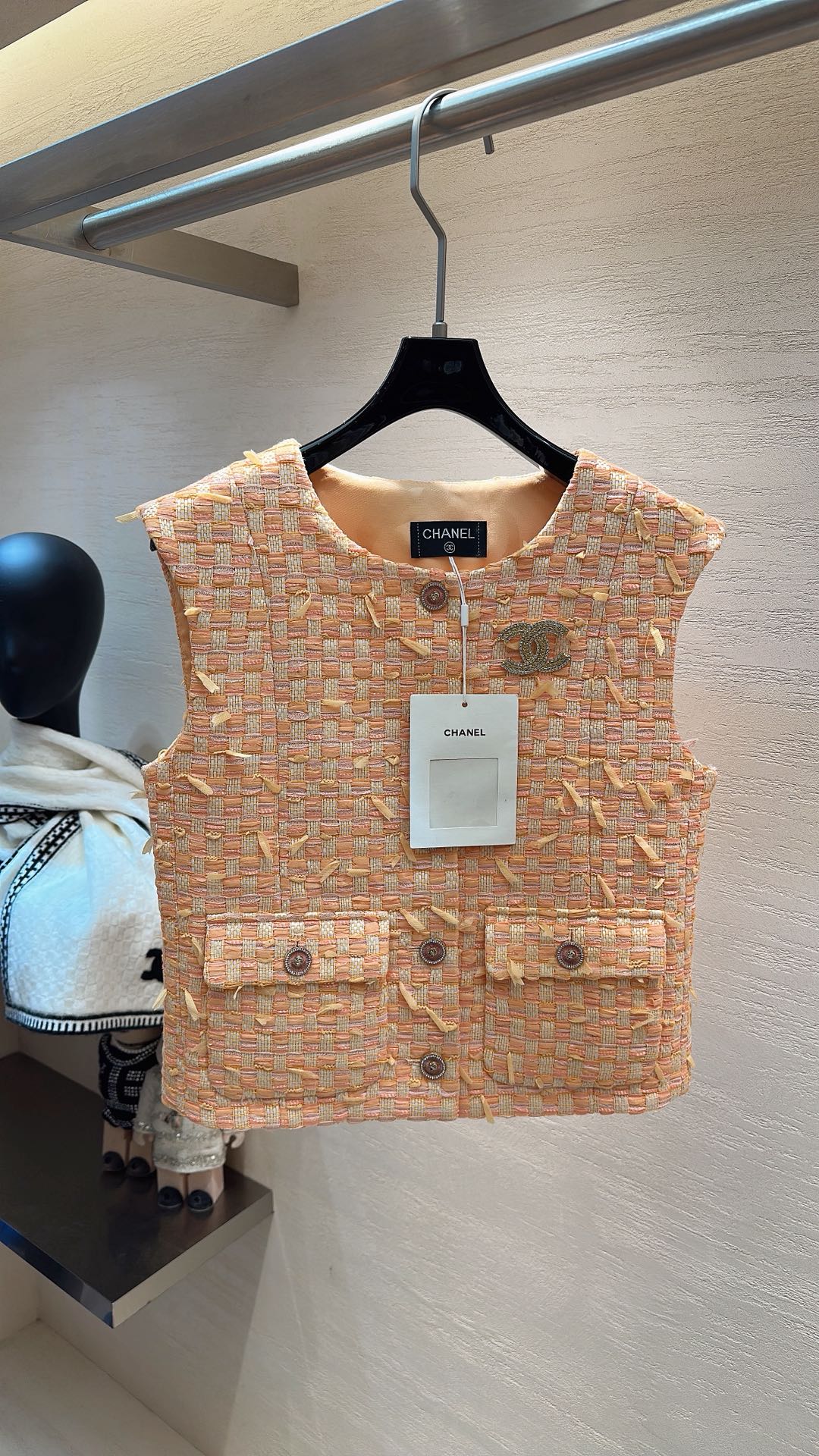 CHANEL SWEET GIRL VEST ORANGE TWEED