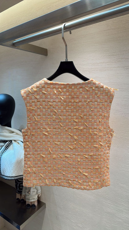 CHANEL SWEET GIRL VEST ORANGE TWEED