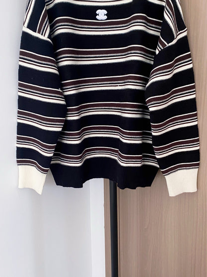 CHANEL TWO-TONE LONG-SLEEVE SHIRT BLACK IVORY 99240