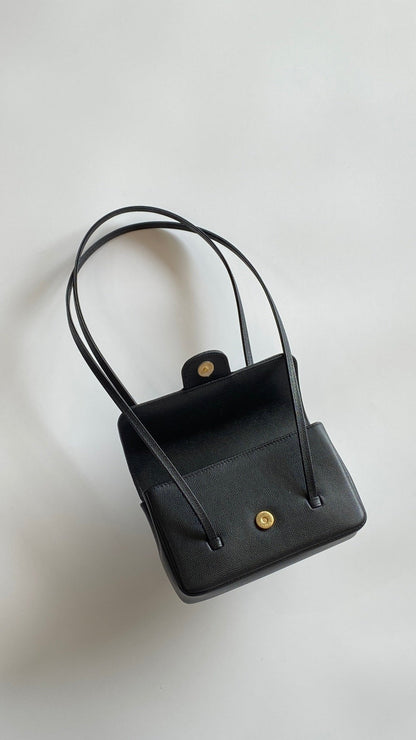 MM 26 Coco Long Shoulder Strap Flap Black Bag in Cowhide (Copy)