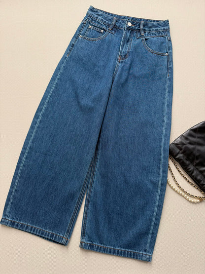 Celine 26ss High-Waisted Straight-Leg Blue Jeans