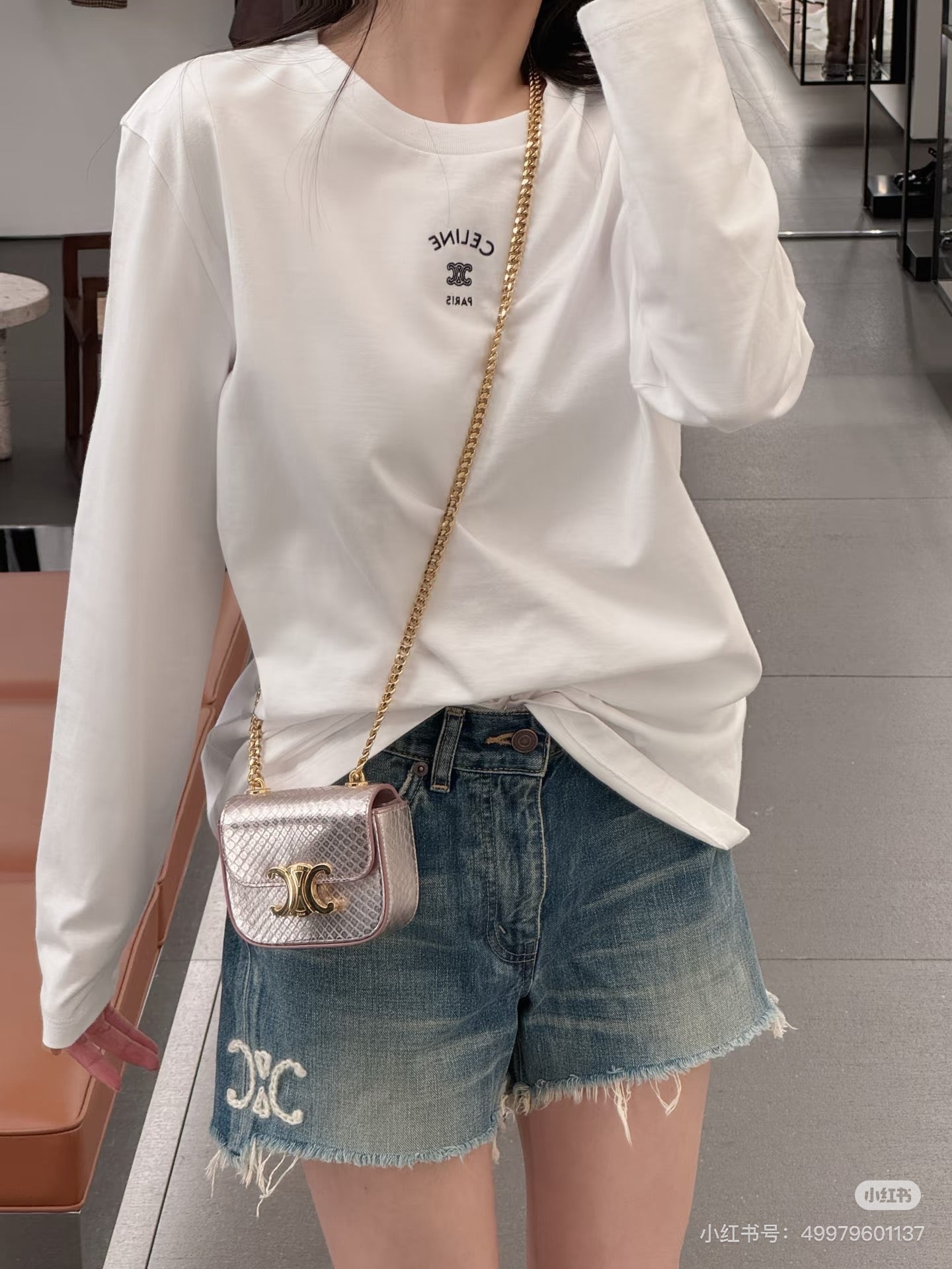 Celine 26ss  Long-Sleeve T-Shirt White in Cotton