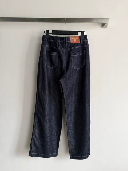 Celine 26SS Straight-leg Jeans Navy Blue in Denim