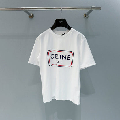 Celine 26SS Letter Print Short-Sleeve T-Shirt White in Cotton 940037