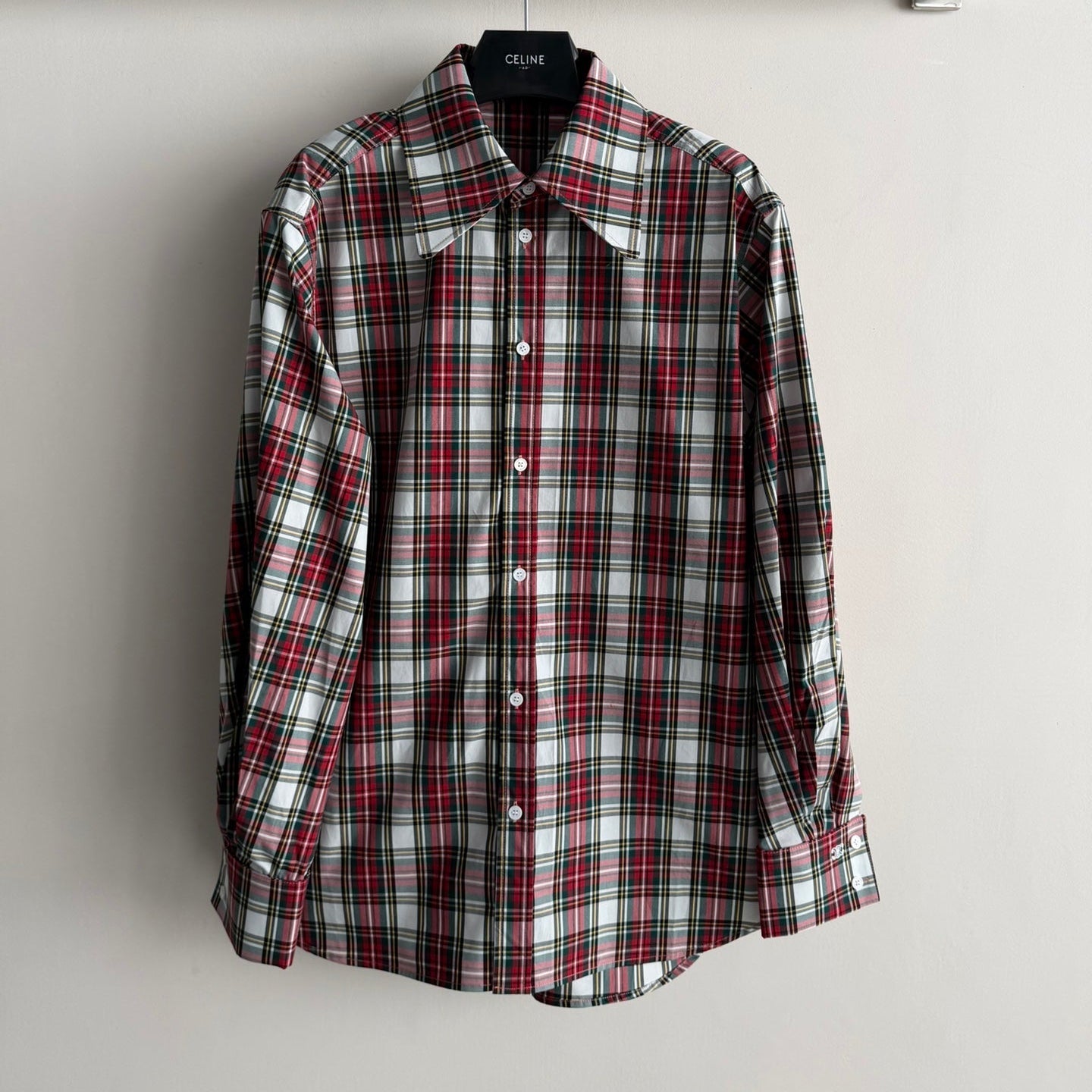Celine 26SS  Plaid Shirt Red in Cotton 872705