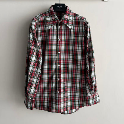 Celine 26SS  Plaid Shirt Red in Cotton 872705