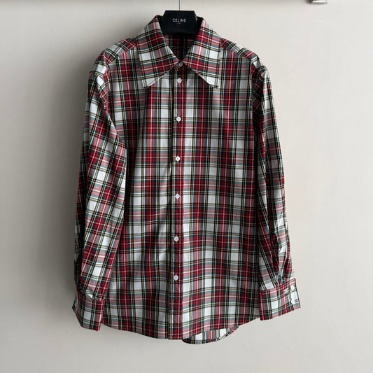 Celine 26SS  Plaid Shirt Red in Cotton 872705