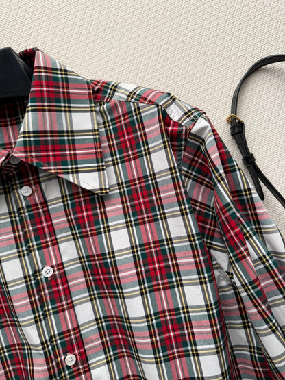 Celine 26SS  Plaid Shirt Red in Cotton 872705