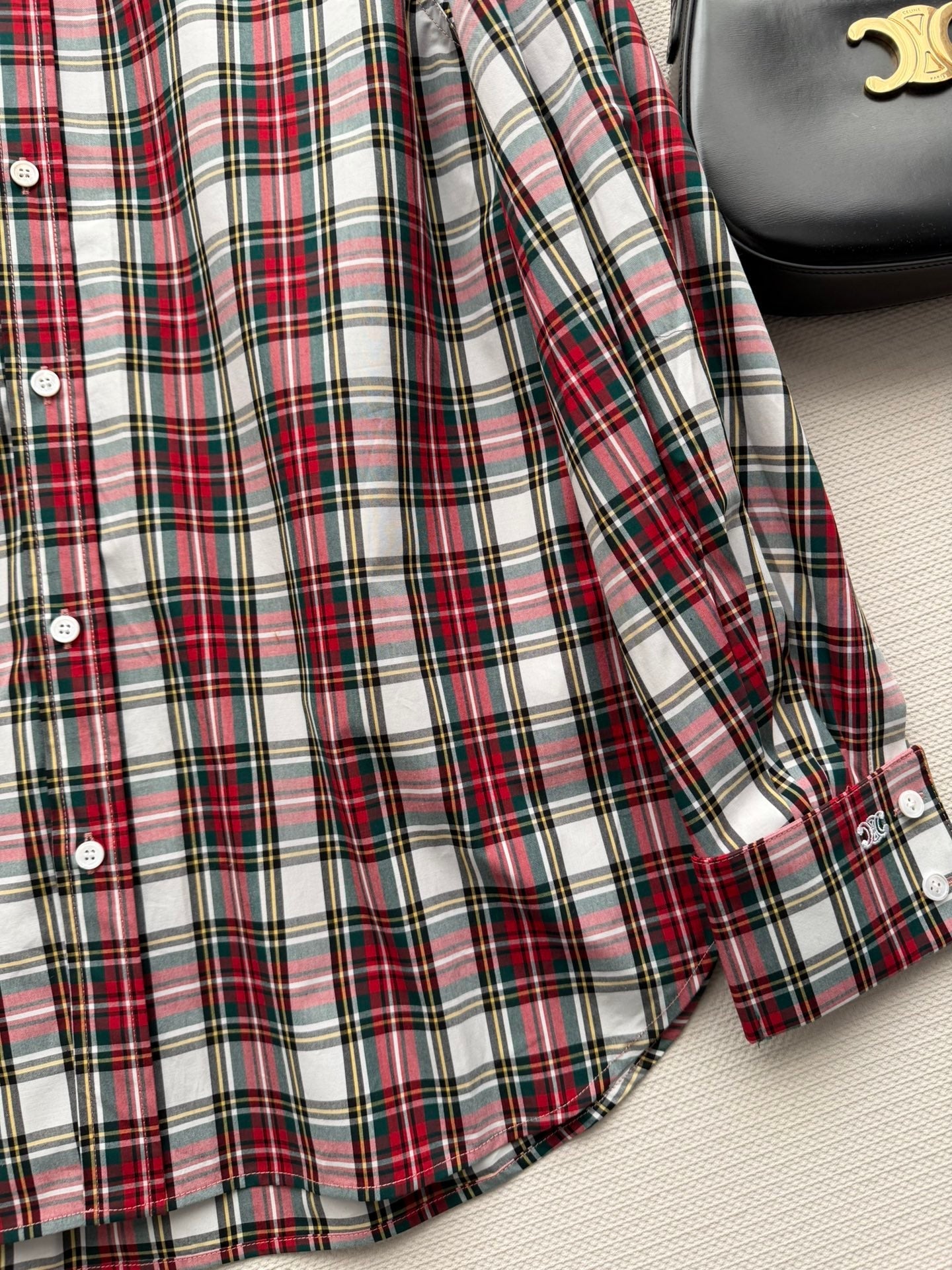 Celine 26SS  Plaid Shirt Red in Cotton 872705