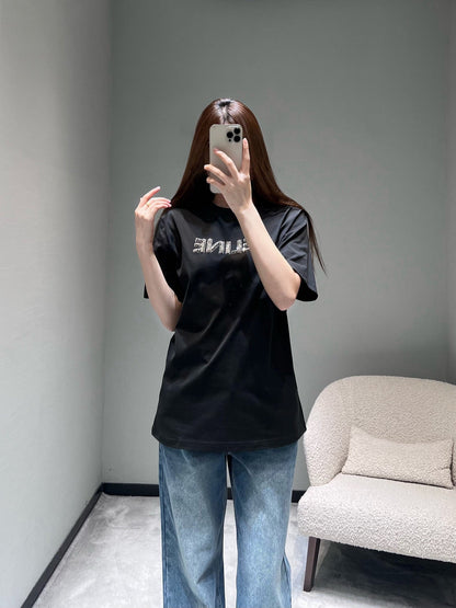 Celine 26SS Short-Sleeve T-Shirt Black in Cotton 811666