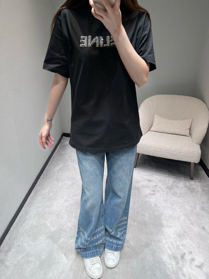 Celine 26SS Short-Sleeve T-Shirt Black in Cotton 811666
