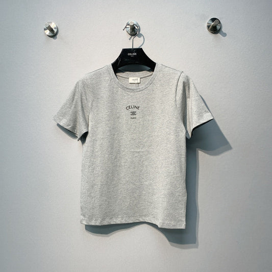 Celine 26SS  Gray Short-Sleeve T-Shirt in Cotton 101584