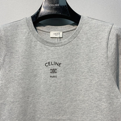 Celine 26SS  Gray Short-Sleeve T-Shirt in Cotton 101584