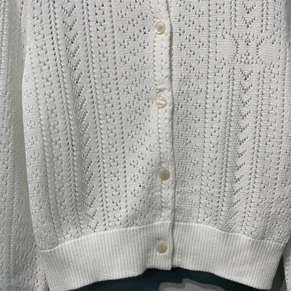 Celine 26SS Openwork Knit Cardigan White in Cotton 978030