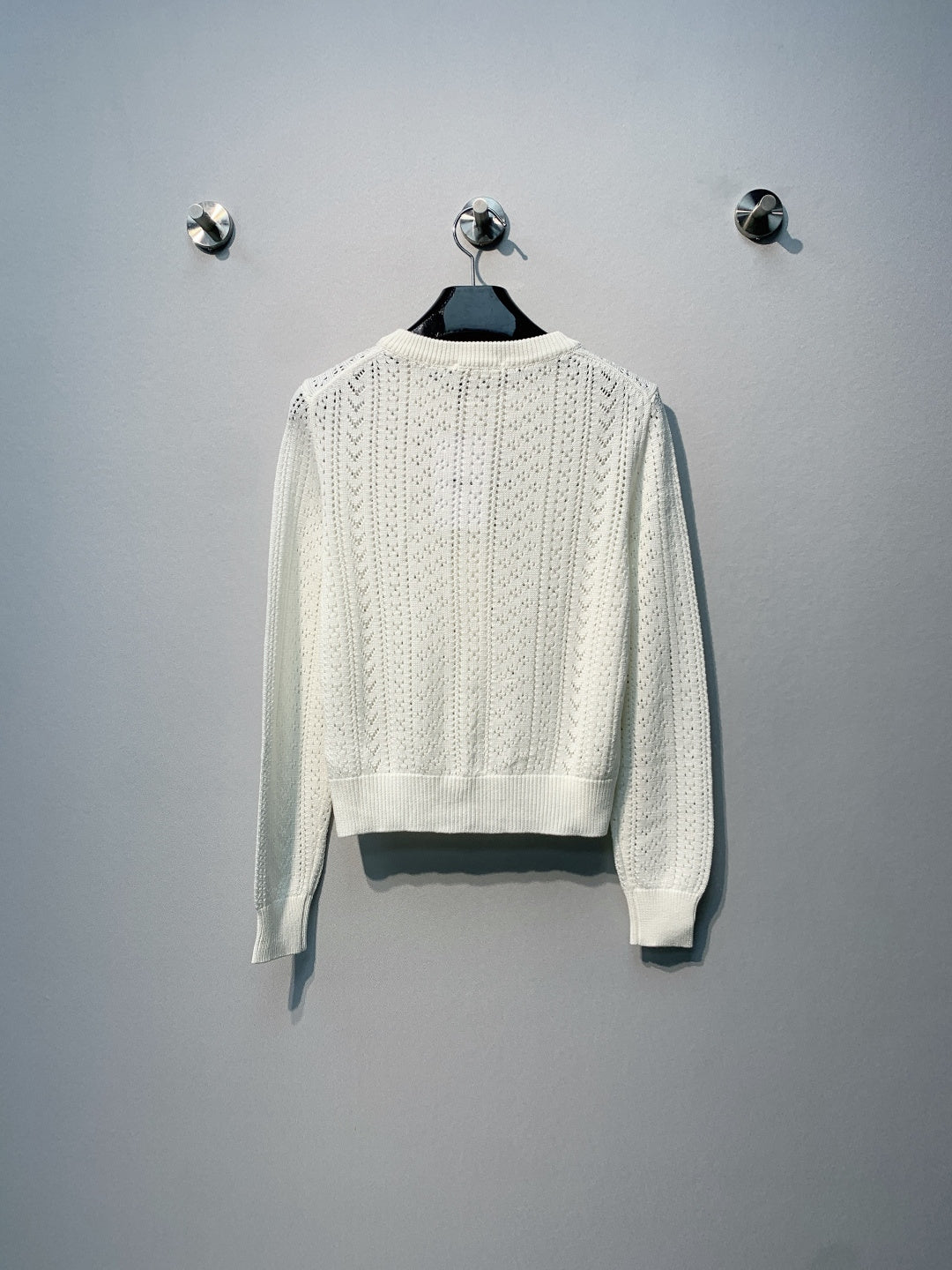 Celine 26SS Openwork Knit Cardigan White in Cotton 978030