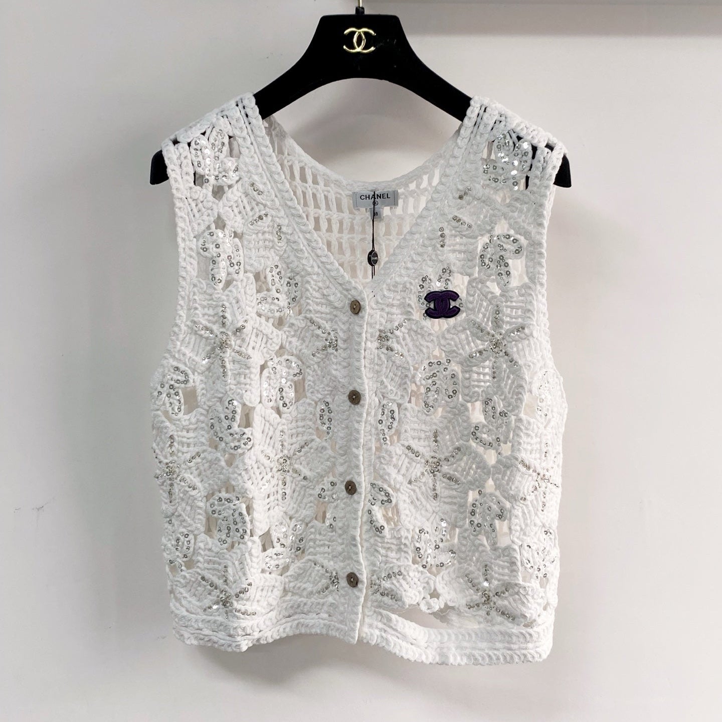 Chanel Two-Tone Vest White in Cotton 125490