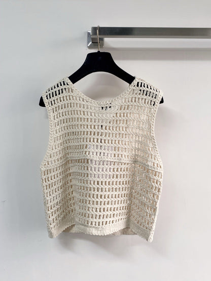 Chanel Two-Tone Vest Off-White in Cotton 125489