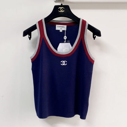 Chanel Two-Tone Vest Navy Blue in Wool 125483