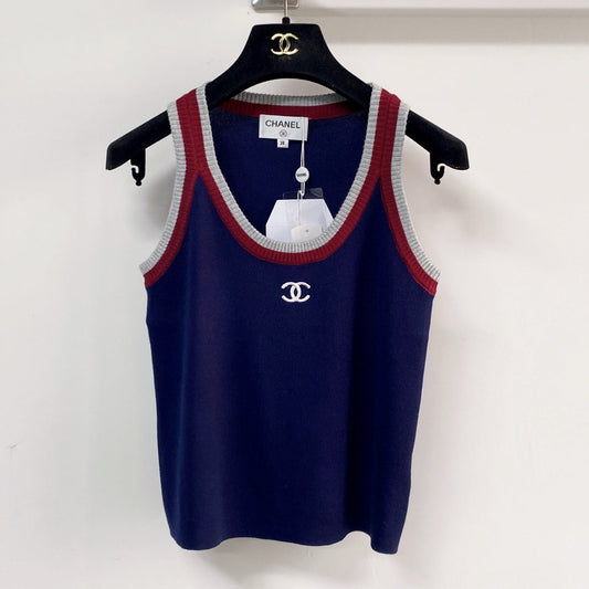 Chanel Two-Tone Vest Navy Blue in Wool 125483