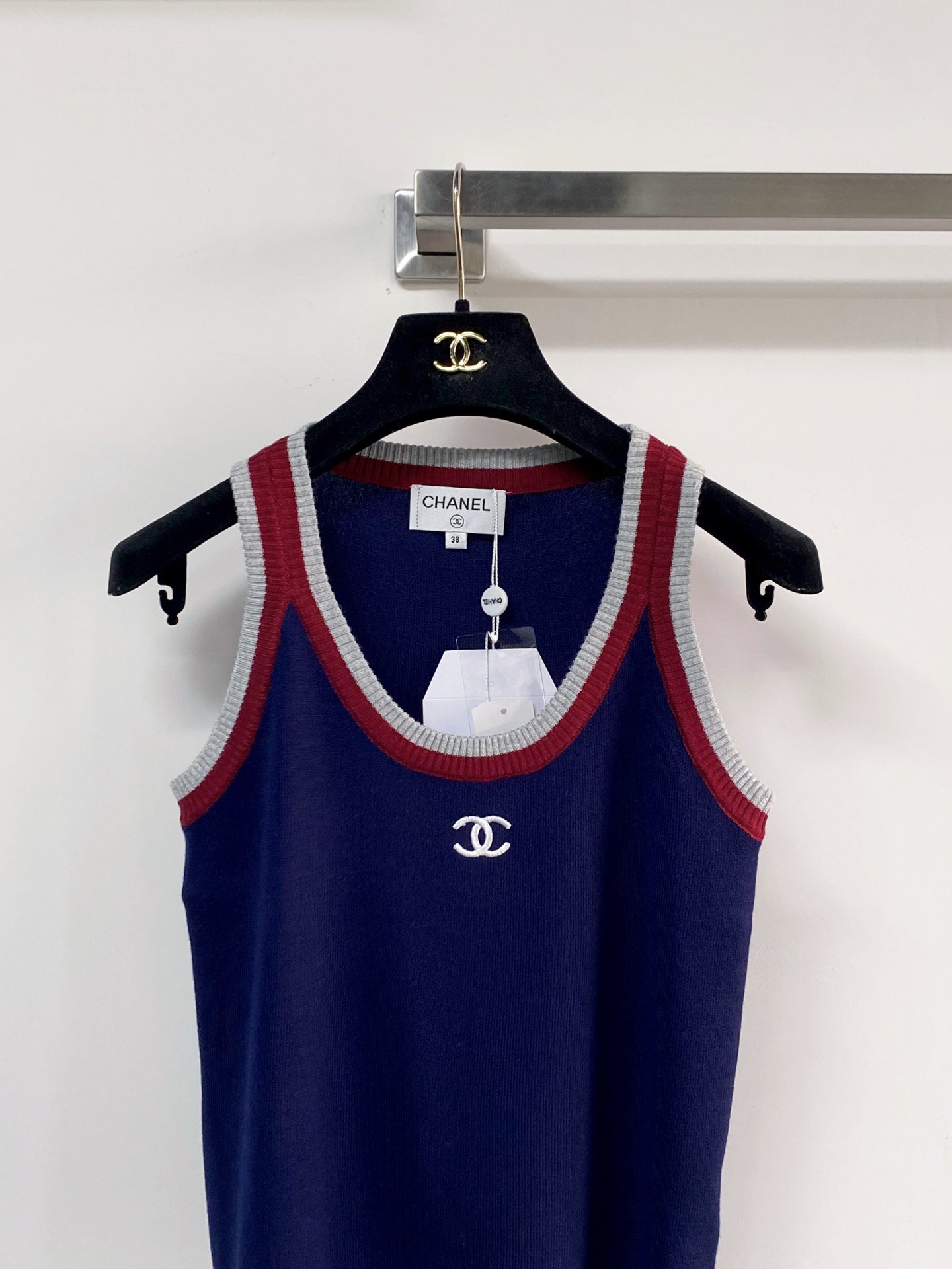 Chanel Two-Tone Vest Navy Blue in Wool 125483