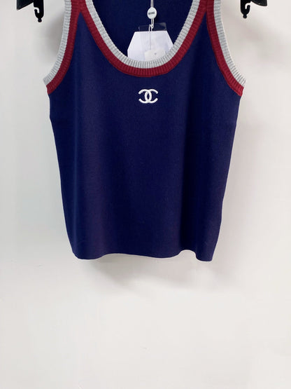 Chanel Two-Tone Vest Navy Blue in Wool 125483