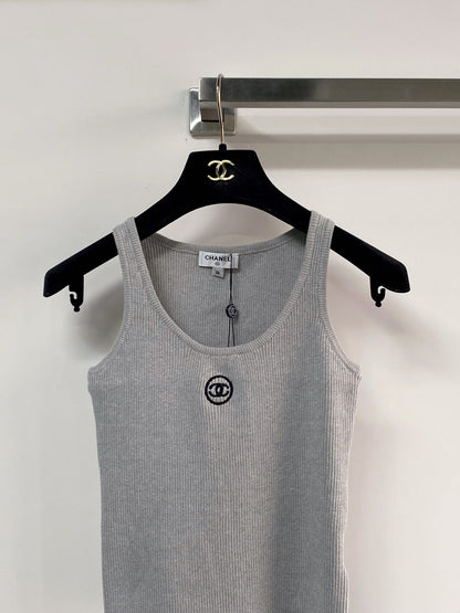 Chanel Two-Tone Vest Gray in Polyester 125480