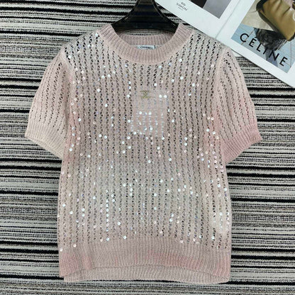 Chanel Knit Short-sleeve Pink in Wool 133523