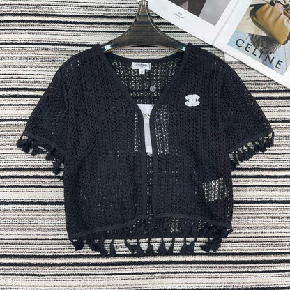 Chanel Knit Short-sleeve Top Black in Cotton 133517