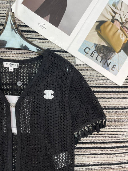 Chanel Knit Short-sleeve Top Black in Cotton 133517