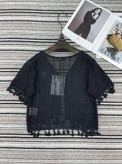 Chanel Knit Short-sleeve Top Black in Cotton 133517