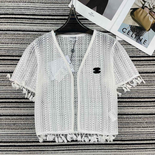 Chanel Knit Short-sleeve Top White in Cotton 133512