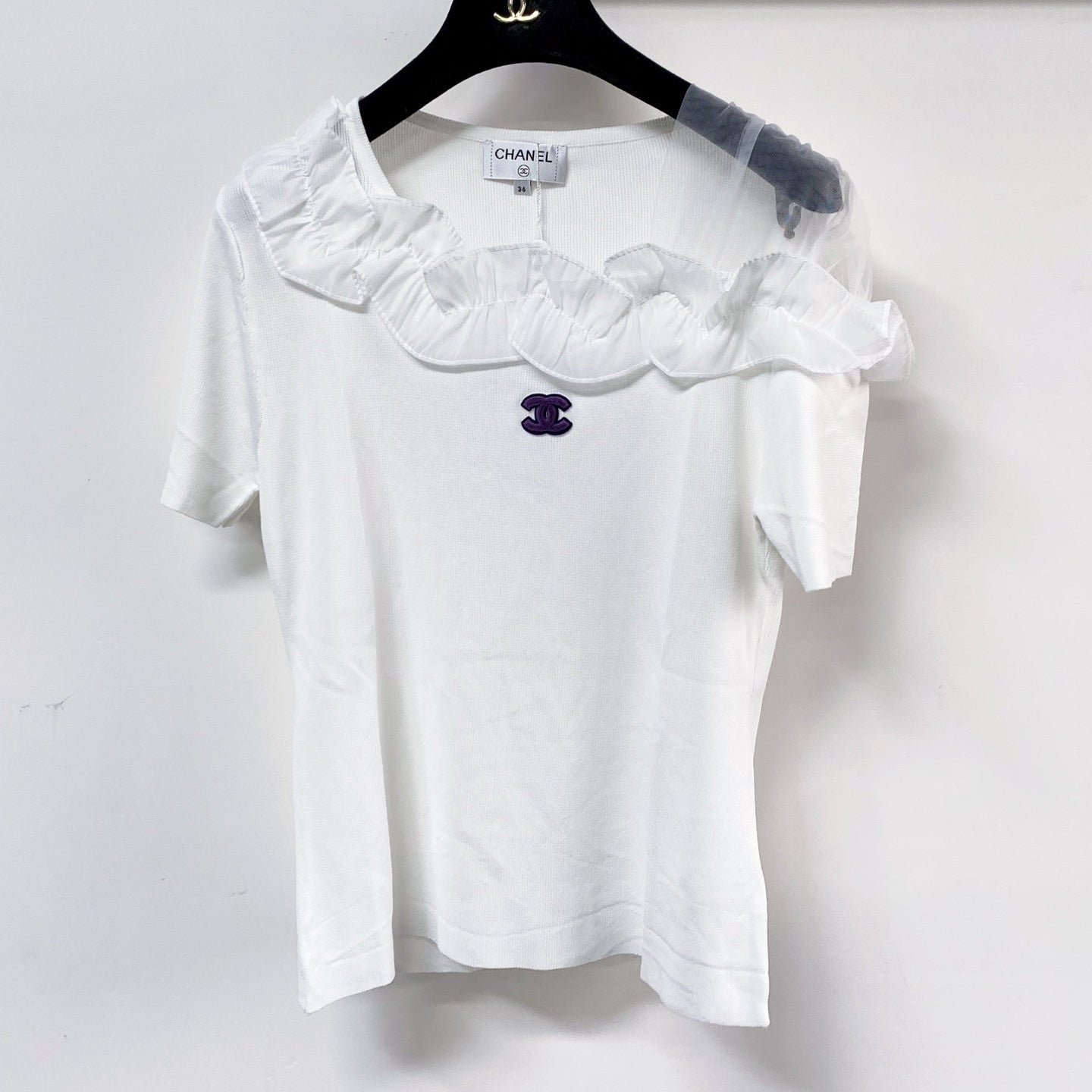 Chanel Short-Sleeve T-Shirt White in Wool 125427